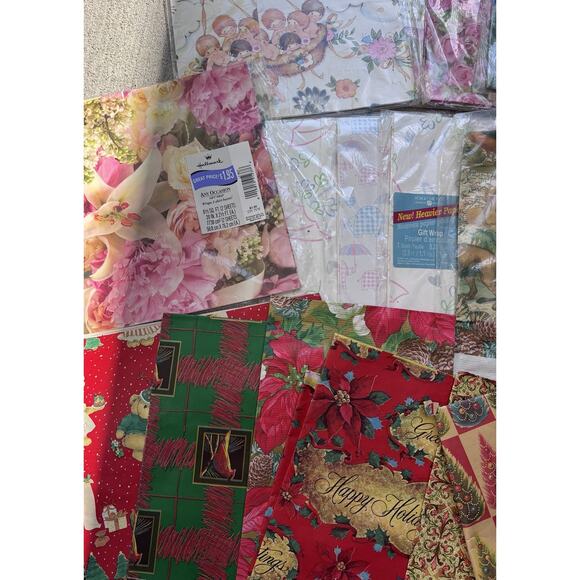 Huge Lot Vintage Wrapping Paper Gift Wrap Variety Scrapbooking Junk Journal New - Picture 2 of 8